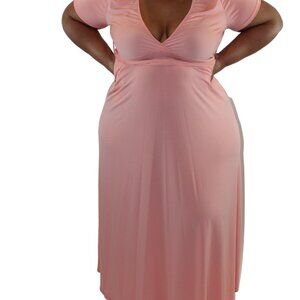 Peach Maxi V-neck dress